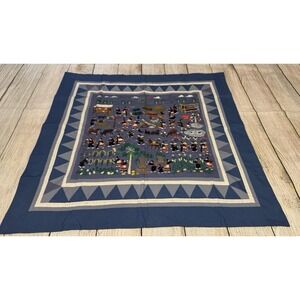 VTG Hmong Hand Embroidered Animals Farm Folk Art Olde World Quilted Tapestry GTH